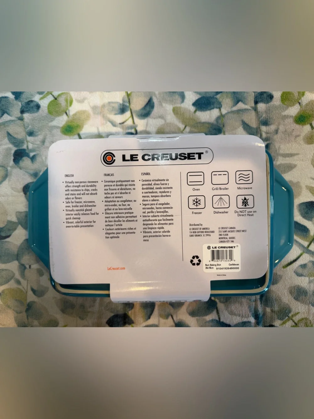 NEW Le Creuset 18cm Rectangular Baker Dish - RARE - Retired - Caribbean Teal
